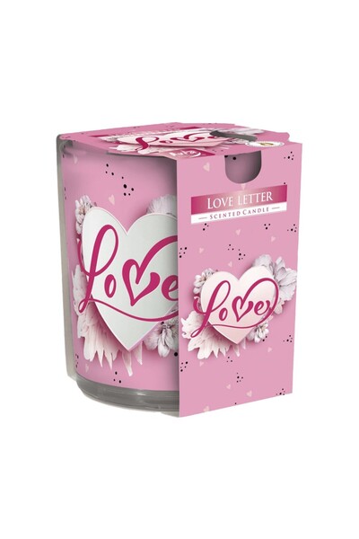 LCA Set 3 x Lumanare Parfumata in Pahar Imprimat, Love Letter, 22 Ore