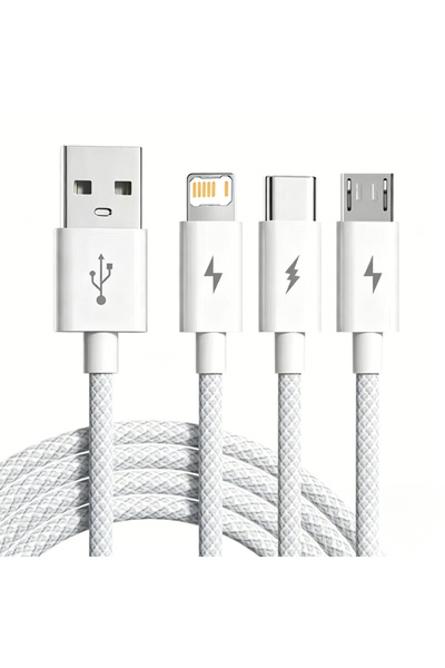 Choice Gray 3 in 1 Multi-Port USB-A Fast Charging Cable For iPhone 13 14 Redm...