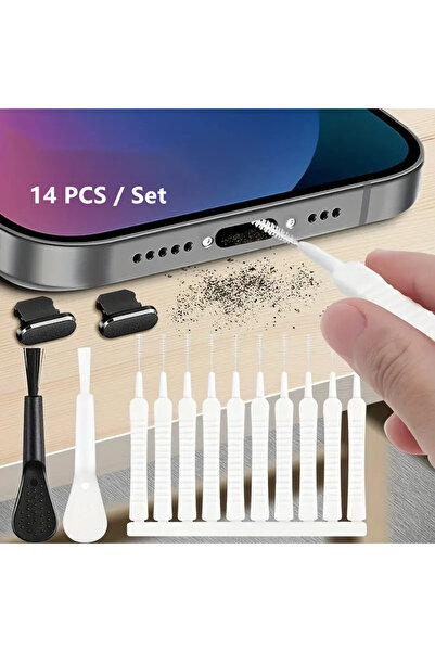 Choice7 For IOS-14PCS Mobile Phone Speaker Charging Port Cleaning Set Dust Pl...