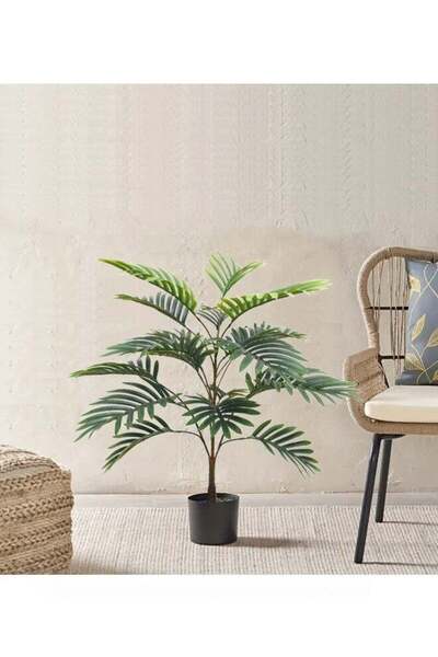 DRAMA HOME Artificial tree simulating a natural palm tree with a black pot, 7...