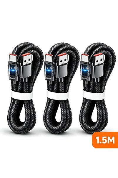 Choice1 3PCS-1.5m NNBILI 3pcs USB C Quick Charging Cable 240W Nylon Braided T...