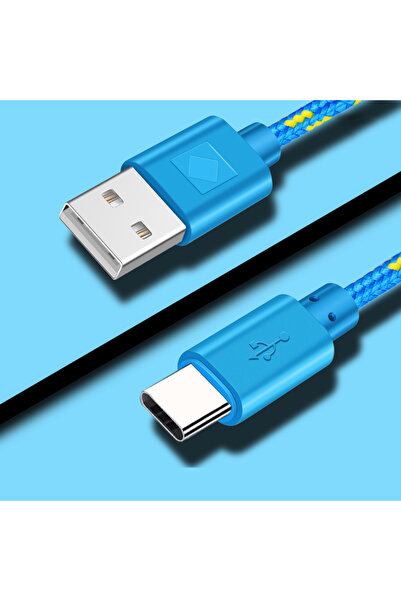 Choice7 2m Blue USB A to Type C Nylon Braided Fast Charging Cable 1M 2M 3M Da...