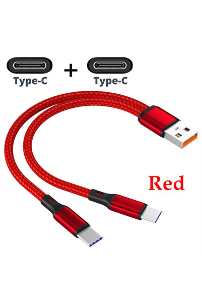 Choice3 1.2m red NNBILI 5A 2 in 1 Fast Charging Cable Y Splitter USB to Type ...