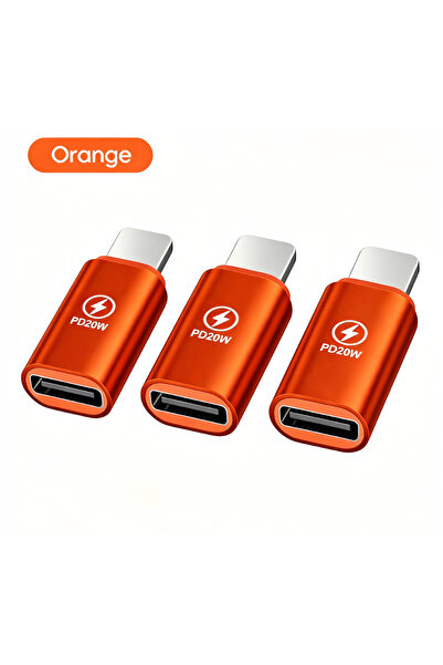 Choice12 orange 3pcs USB C To Lightning Fast Charging Adapter 20W Mobile Phon...