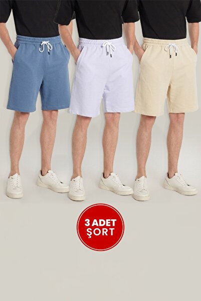 Tudors Men's 3-pack white-blue-beige relaxed fit comfortable cut 100% cotton ...