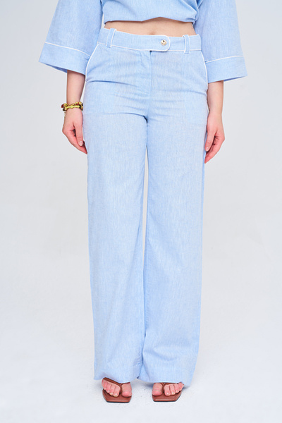 Orfeo Negro Women's Wide Leg Pants with Waist and Pocket Accents