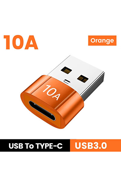 Choice3 Orange C to USB 1Pcs 10A USB3.0 to Type C Adapter Fast Charging Conne...