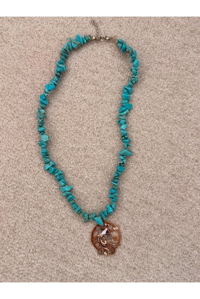 gemsartdeco Turquoise Natural Stone Phoenix Rebirth Necklace