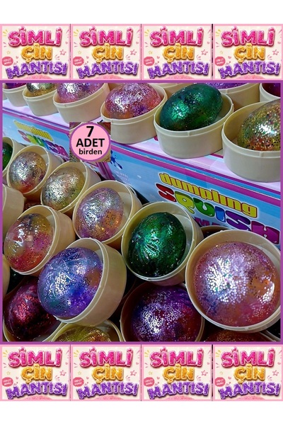 OYUNCAKSAHİLİ Çin Mantısı Dumpling 7 Adet Birden TOPTAN FİYATINA Dev Küçük Skuşi 6cm Çin Mantı Sürpriz Simli Squishy Stres Sukuşi 7li Oyuncak Squıshy