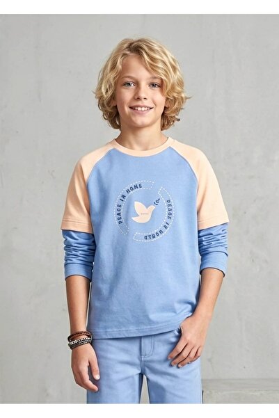 Ozmoz By Mukadder Özden Organic 2 Color Raglan Sleeve Printed Spring Boy's Sw...