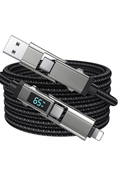 UrbanX URBANNX 2M 4 in 1 USB C Charging Cable LED Display PD 65W Nylon Multi ...