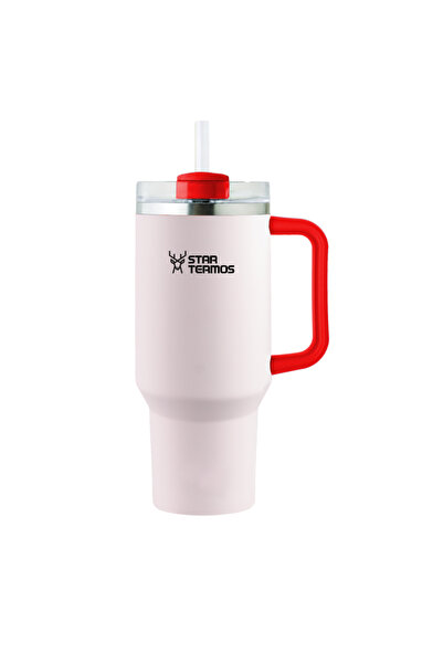 Aqua Paslanmaz Çelik Pipetli Termos 900 ml Soğuk Sıcak Tutan Sızdırmaz Sporcu Mug Termos Bardak