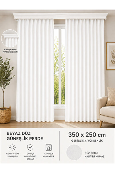 İQON Obična debela zavjesa za zaštitu od sunca, satenska bela – zavjesa sprem...