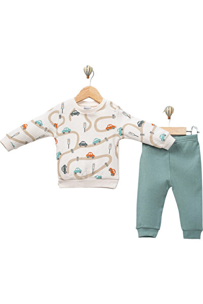 NİKUBY BABY Baby Boy Seasonal 2-Piece Set Car Patterned Long Sleeve Cotton Co...
