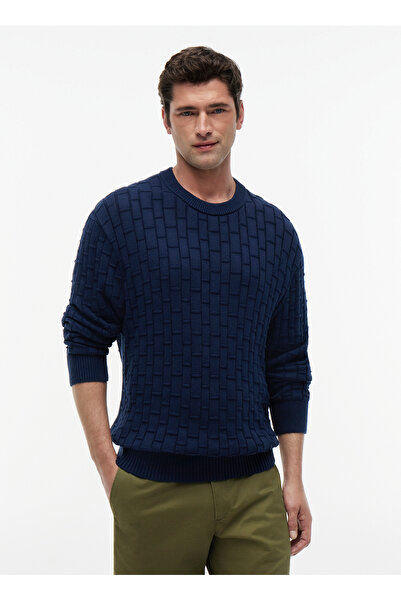 Tommy Hilfiger Lacivert Erkek Bisiklet Yaka Kazak MW0MW43261DCC_MOCK CABLE CR...