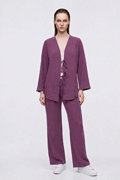 HAKKE Bow-tie front crinkle two-piece set