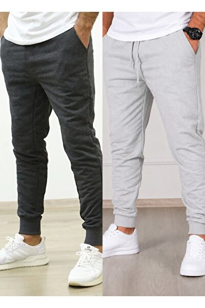 TORUK MAKTO Set of 2 Unisex Ribbed Leg Sweatpants Jogger Comfortable Fit Dail...