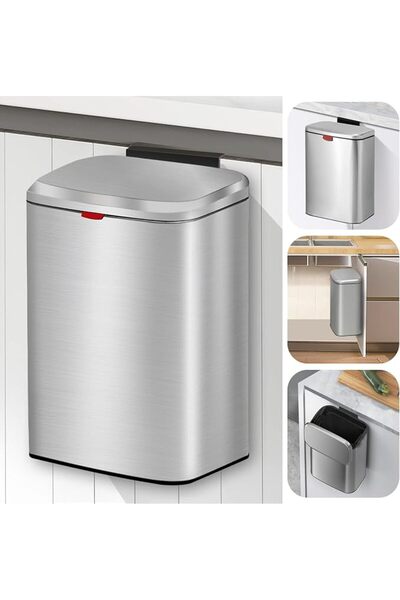 GENERAL Hanging Kitchen Stainless-Steel Small Trash Can with Lid, 2 in 1 Kitc...