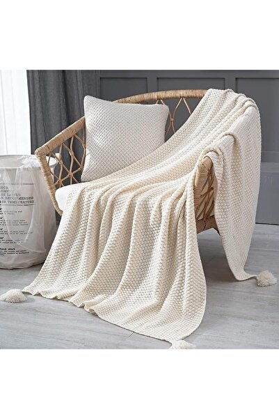 VAODO Throw Blanket, 130 * 190cm Soft Alphabet Knit Jacquard Bed Blanket, Boh...