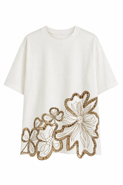 HAZELANNA Laser Cut Embroidered Tshirt