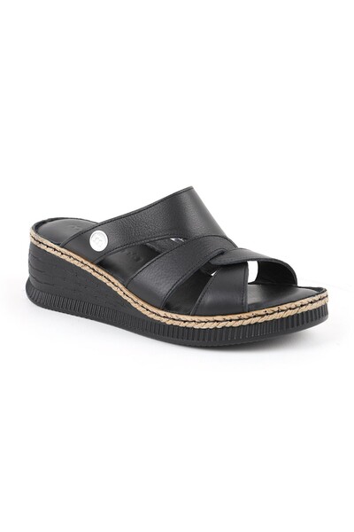 Mammamia Women's Slippers Daily Genuine Leather Cross-Strapped Anatomical Pad...
