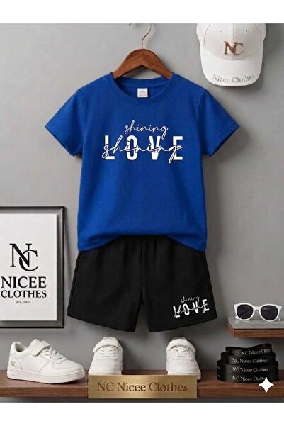 Leto Lykia Summer Children's T-Shirt Shorts Unisex (White Love Printed)