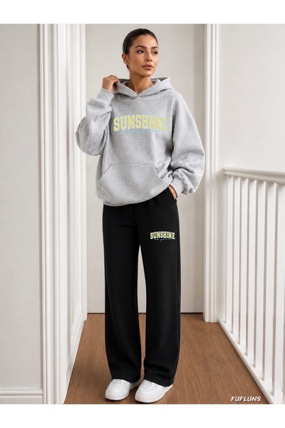 FUFLUNS Sunshine Printed Men's Hooded Tracksuit Set