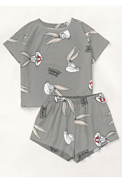 kuzey homewear Trendy Bugs Bunny Gray Pajama Shorts Set