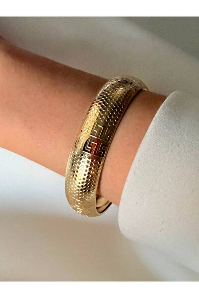 ZÜLİSCH AJDA BİLEZİK KALIN BİLEZİK 14K GOLD RENK LAZER İŞLEMLİ