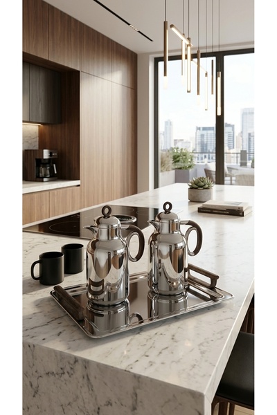 Generic Luxury 1+1L Plastic Tea and Coffee Set with Stainless Steel Serving T...