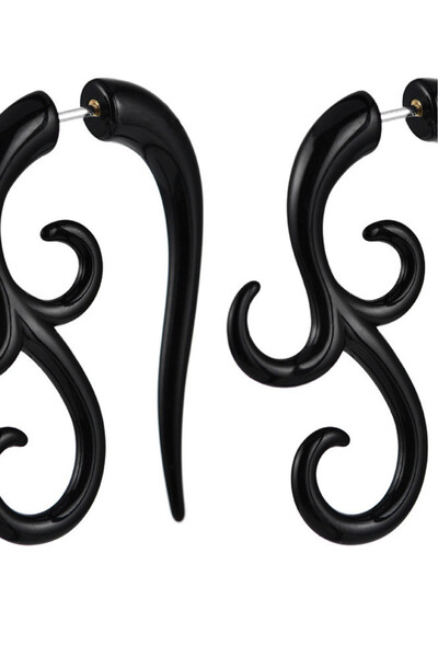 VeeShop Ear expander fals, model tribal cu trei capete rasucite din plastic n...