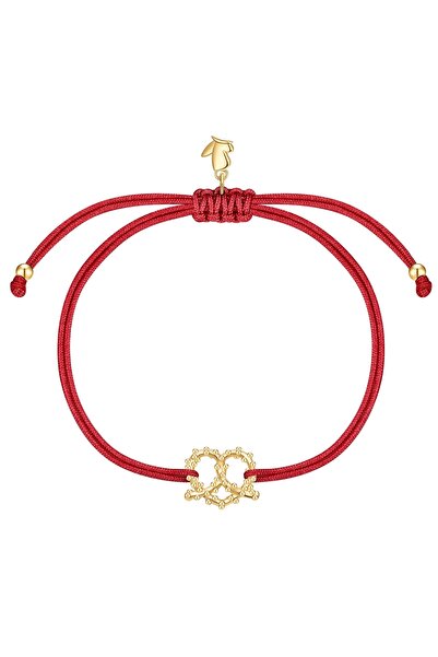 Glanzstücke München Textilarmband Armband Edelstahl gelbgold Textil (rot)