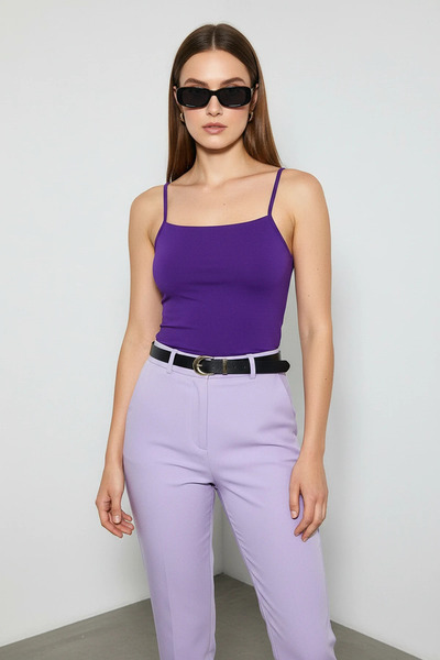 Efnaz style Women's Halter Neck Wrap Basic Purple Blouse