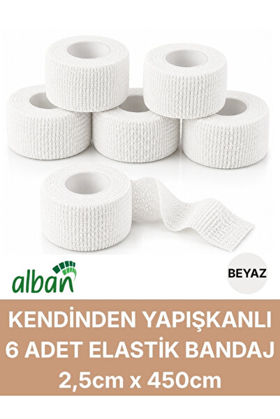 Alban 2,5cm 6'Lı Set Kendinden Yapışkanlı Elastik Bandaj, Kohesiv Bandaj 2,5c...