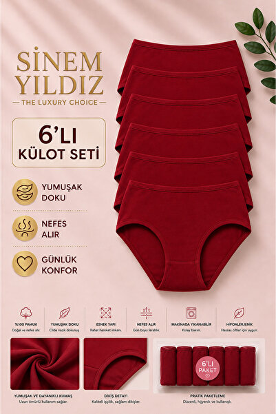 Sinem Yıldız Çamaşırları Sinem Yıldız Women's 95% Cotton High Waist Panties 6...