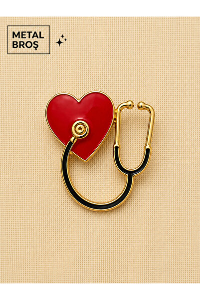 DREAMIOGIFTANDBOX Kalp Stetoskop Metal Broş Kırmızı Kalpli Doktor Hemşire Sağ...
