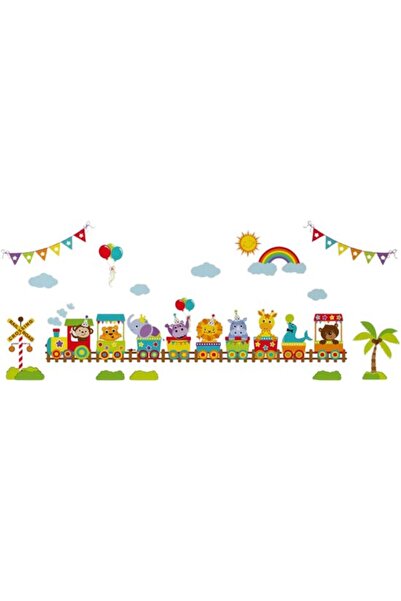 STARSTAR Cloud rainbow animal train wall stickers elephant/giraffe/lion kids ...
