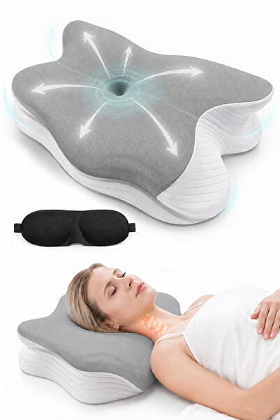 LAYAN Orthopedic Neck Rest Pillow for Comfortable Sleep, Dual-Height Butterfl...