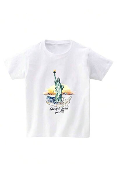 2BIR Men's Patriotic Printed T-Shirt, Featuring Statue Liberty A Map Of Unite...