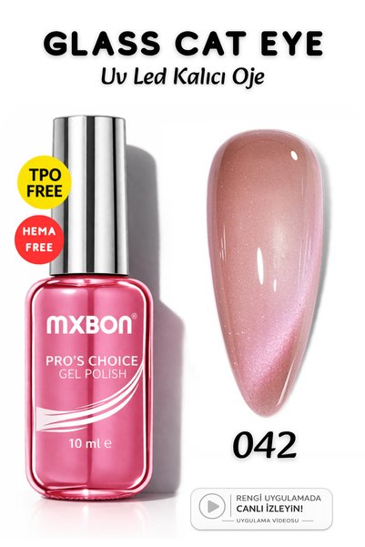Mxbon Uv Led Kalıcı Oje 10 ml Hema & TPO Free Glass Cat Eye - 042