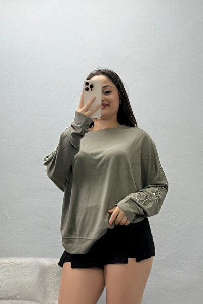 BELENDİR Women's Staple Detail Modal Sweat Khaki