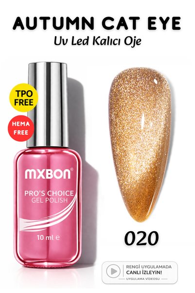 Mxbon Uv Led Kalıcı Oje 10 ml Hema & TPO Free Autumn Cat Eye - 020