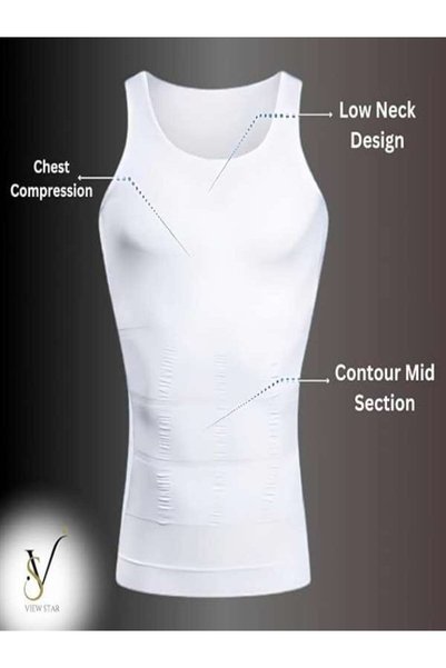 View star Men's Compression Shirt, Tank Top undershirt, Slimming Vest Body Shaper for slim fit look, Shapewear Vest for Abs Abdomen, Gynecomastia Vest for Man