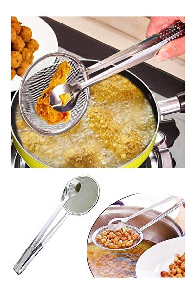 Hellomani Stainless Steel Tongs Colander Colander Strainer Frying Oil Strainer