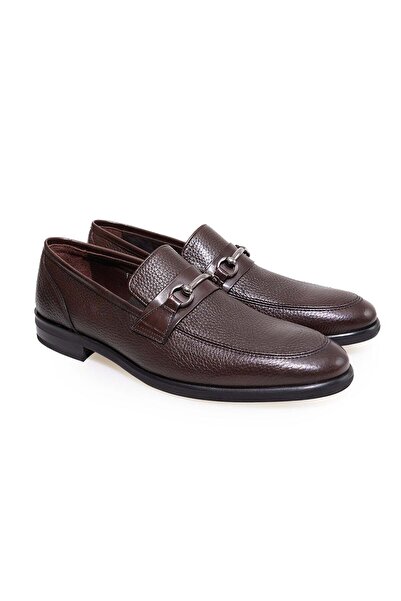 FRANCO CALVANI Brown Laceless Genuine Leather Men's Shoes