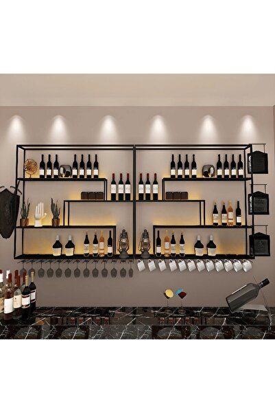 kold concept KC-0256 Şarap Şişesi Rafı, Kadeh Tutuculu Cafe, Bar Şaraplık