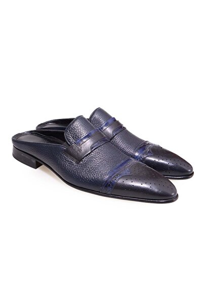 FRANCO CALVANI Dark Blue Color Laceless Genuine Leather Men's Half Shoes