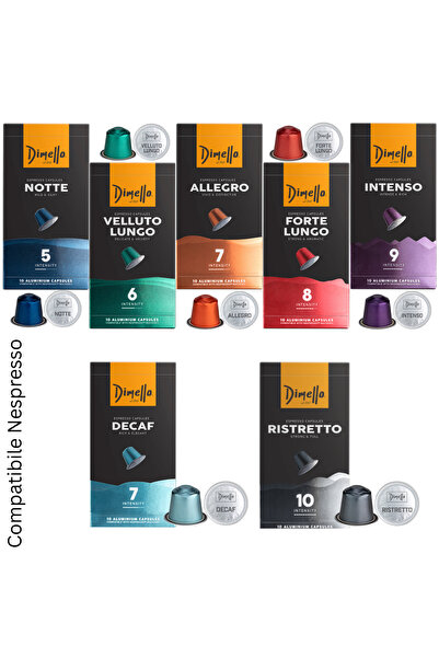 DİMELLO Coffee Capsule Pack 6+1, 7 Varieties, Compatible with Nespresso®, Var...