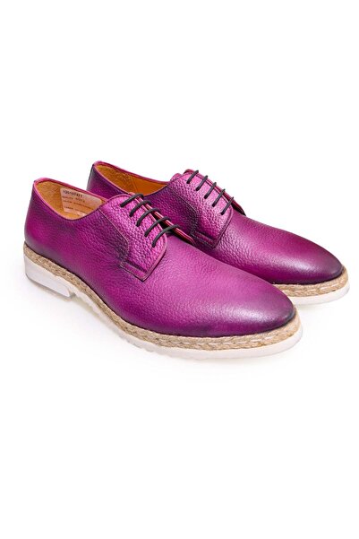 FRANCO CALVANI Purple Color Lace-Up Genuine Leather Men's Shoes