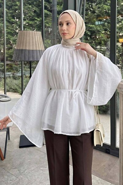 Lior Design Tül Astarlı Bel Bağlamalı Gömlek